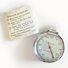 Vintage Ingraham Stop Watch Silver Tone Manual Wind with Instructions AS IS