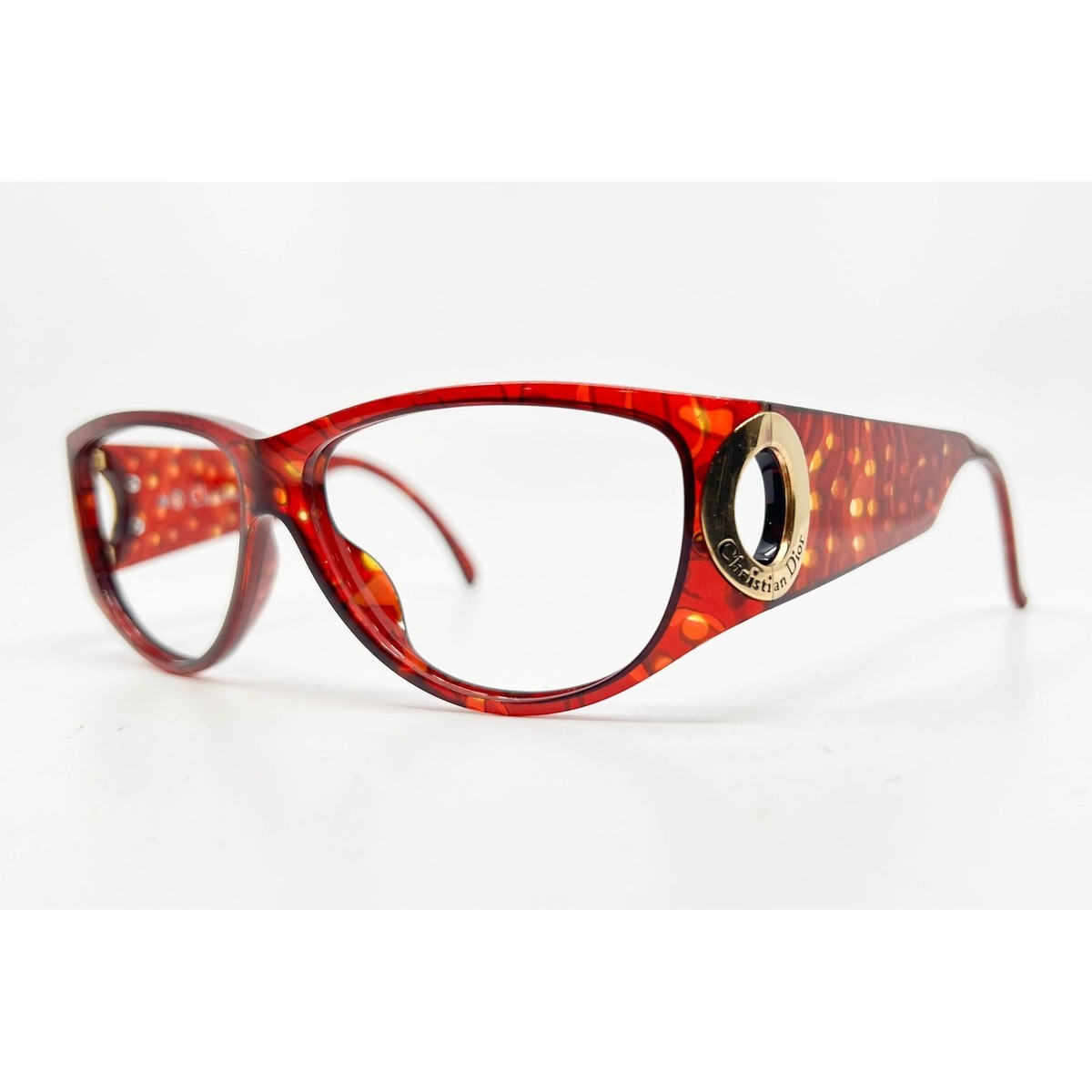 CHRISTIAN DIOR フリスビー 赤　オレンジ Christian Dior Red Patterned Sunglasses Frames Women Made in
