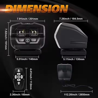 Voertuigzoeklicht, 12V LED-zoeklicht Spotlichten, 45W 360 ° roterende afstandsbediening werklamp voor vrachtwagen off-road auto boot maritiem rijlicht