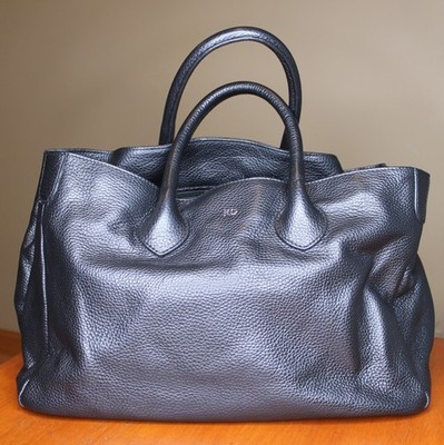 Mark and Graham Elisabetta Slouch Leather Tote Handbag  in Black Pebbled Leather
