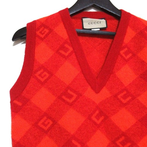 Gucci 22Ss Checkered Mohair V-Neck Pullover Knit Vest 650397 Xkbm8 -Hr - Bild 3 von 6