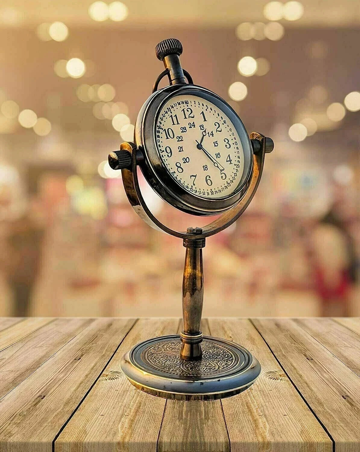Vintage Brass Nautical Desk Clock &ndash; Antique Style Table Clock Home Office Decor