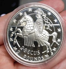 Gibraltar 2 Pounds 2,8 ECU 1992 Ritter Zu Pferd Karl Der Gro&szlig;e M&uuml;nze