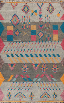 Tribal Moroccan Rug 7x10 Ft Hand-Knotted Oriental Wool Carpet Living Room Rug
