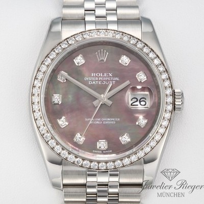 Rolex Datejust 36 mm 116244 Stahl Weissgold 750 Perlmutt Diamanten Automatik