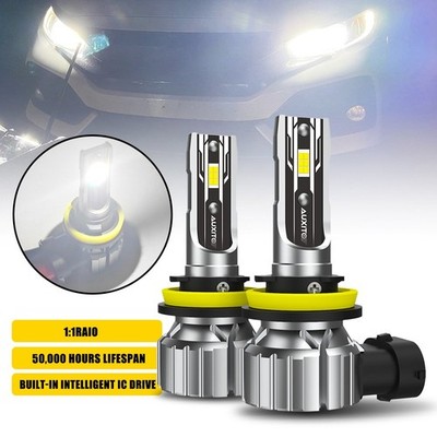 Universal AUXITO H11 LED Headlight Fog DRL Bulb Kit 6500K White High Low Beam US