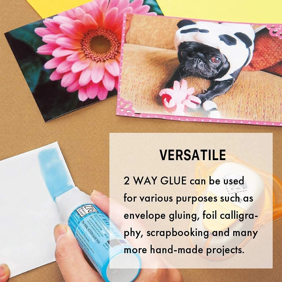 Pluma de pegamento bidireccional Kuretake Zig, juego de 2 piezas de punta de tabla de 15 mm, varilla líquida de secado rápido Foto 4 de 4