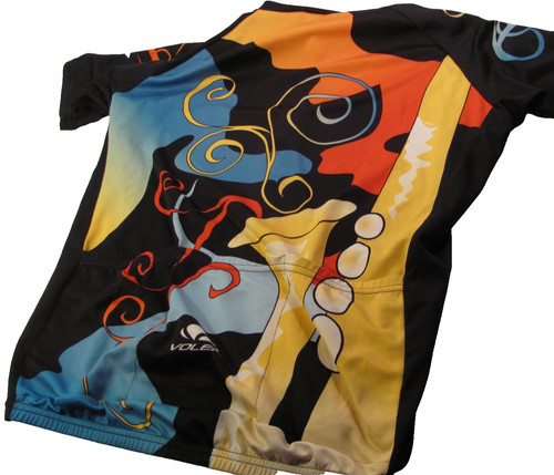 Voler Cyclist Jersey Mens L Black Vtg Made USA Saxaphone Music Art Bicycle Club