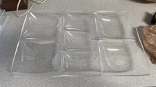 Vintage 10.75” x 16.75” Clear Acrylic 7 Section Divided Serving Snack Tray