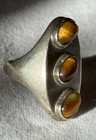Vintage Taxco Mexico Tigers Eye Cabochon Sterling Silver Ring Sz10 Modern MCM — photo 6