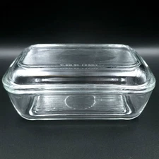 Arcoroc France Refrigerator Butter Dish Clear Glass Ribbed Lid Vintage