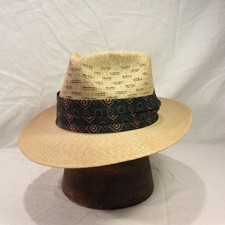 Vintage Genuine Imported Visco Straw Fedora Panama Style Hat Size 7 Beige Tan
