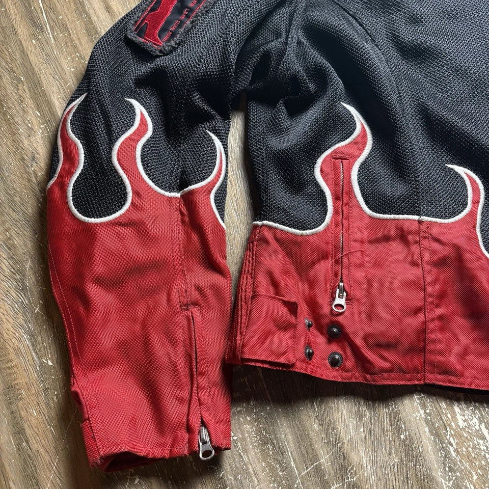 Power Trip Street Unit 333 Women's Padded Motorcycle Jacket Red Flames 2XL Moto - Image 4 of 4