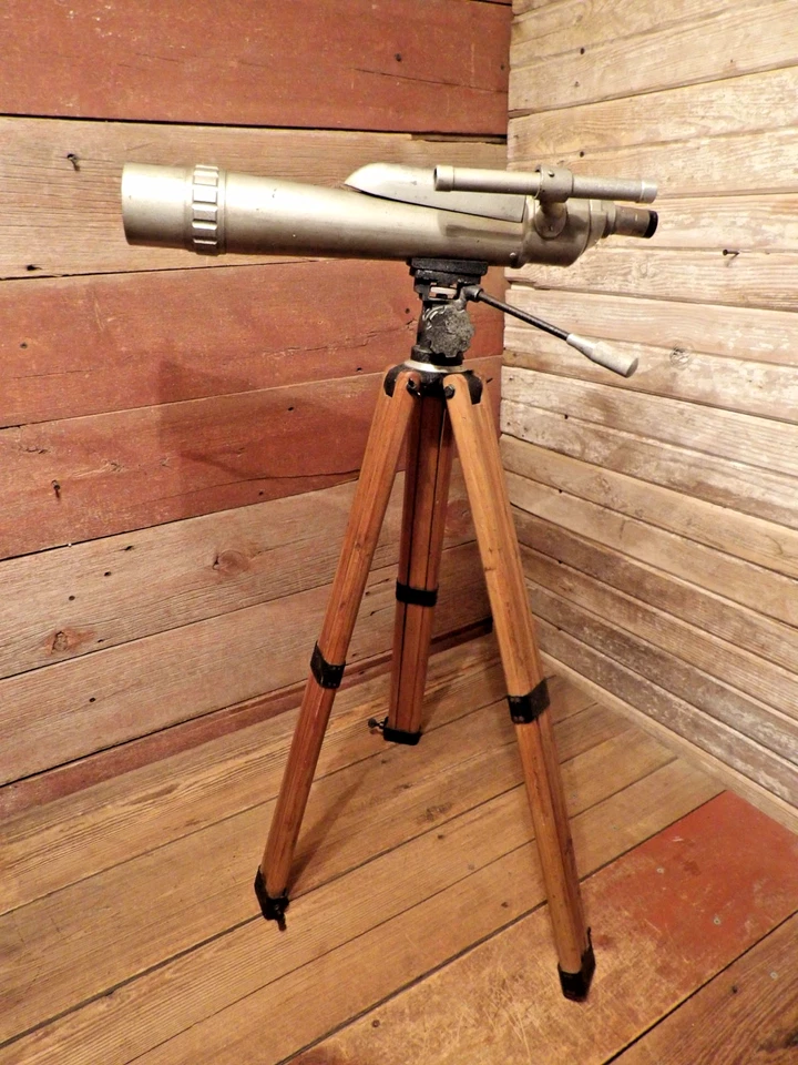 Vintage Rare RESEARCH OPTICAL CO., MARK IX COATED Telescope 3-LENSES Wood Tripod - Image 2 of 4