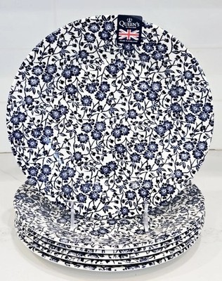 4 Queen s Calico Dinner Plates  Made in England  Set Of 4 Blue