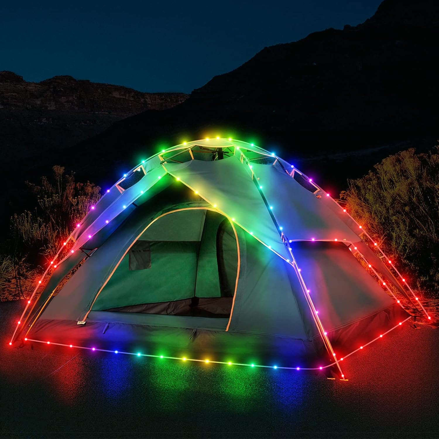 40Ft 120 LED Color Changing Camping Tent Rope Lights with 8 Modes