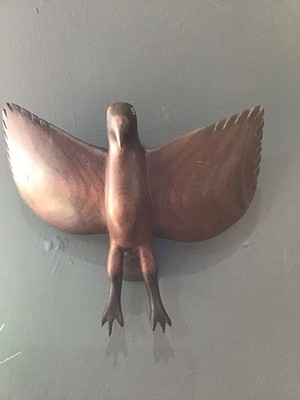Vintage handgeschnitzte Holz Vogel Wandkunst hängende Skulptur.   