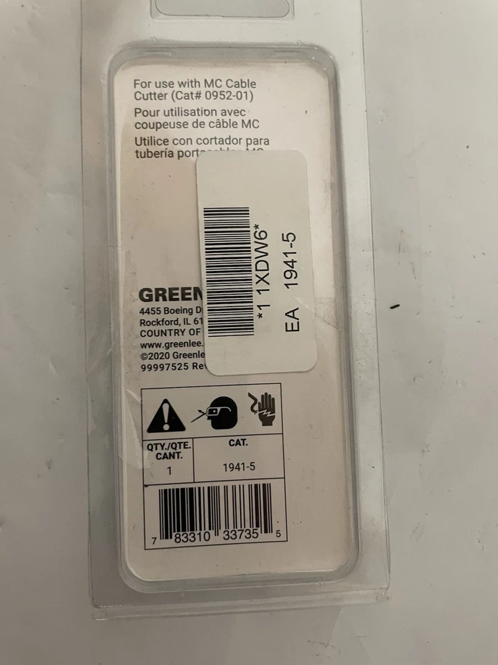 Qty 5 Greenlee Replacement Blades 1941-5 For use With MC Cable Cutter # 0952-01 - Image 3 of 4