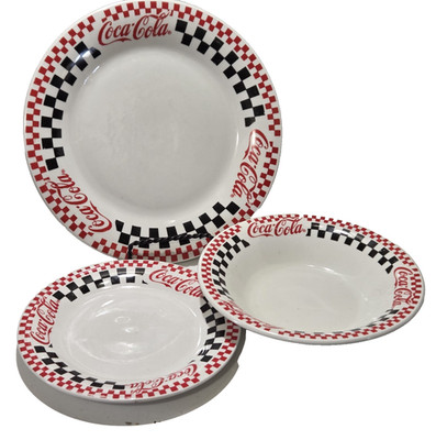 1996 Gibson Coca Cola Cafe Dinnerware Set 3 Piece Set - Vintage