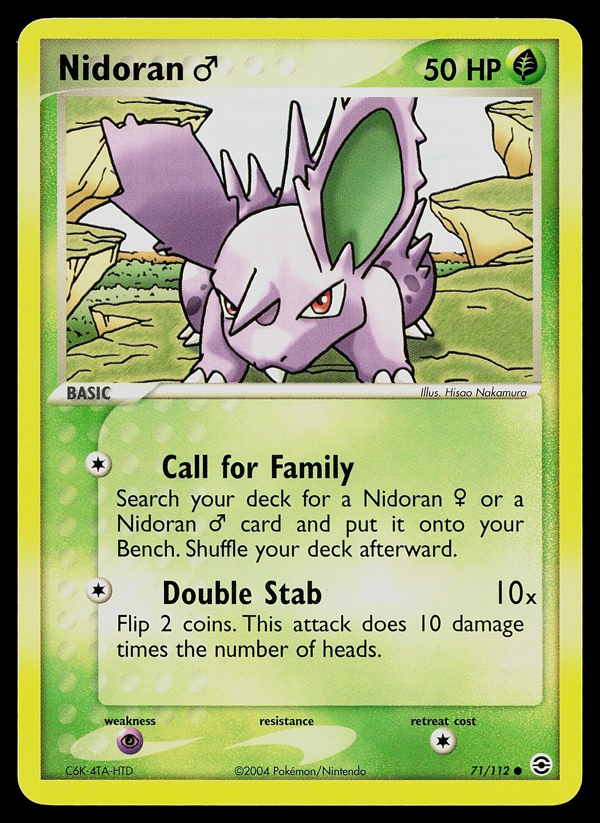 Pokemon Card Nidoran M 71/112 FireRed & LeafGreen
