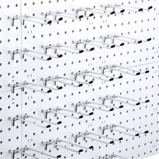 24 Pieces Pegboard Double Arm Peg Straight Hook Garage Storage Wall Organizer...