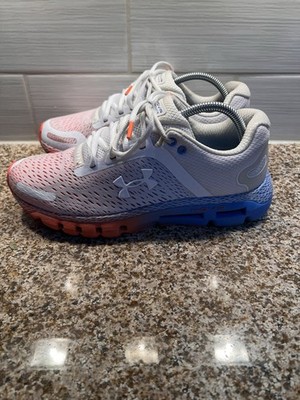 Under Armour HOVR Infinite White Blue Red Mesh Sneaker 3022587-104