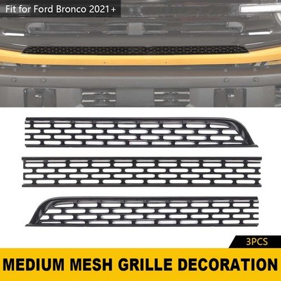 3X Front Grille Inserts Mesh Grill Frame Trim Exterior For Ford Bronco 2021-2023
