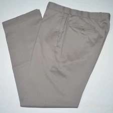Mint ZANELLA Todd 100% Wool Taupe Cuffed Flat Front Dress Pants 34 x 32