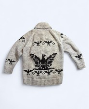 Vintage 60s 70s Amber Lynn Cowichan Thunderbird Sweater Hand Knit Cardigan