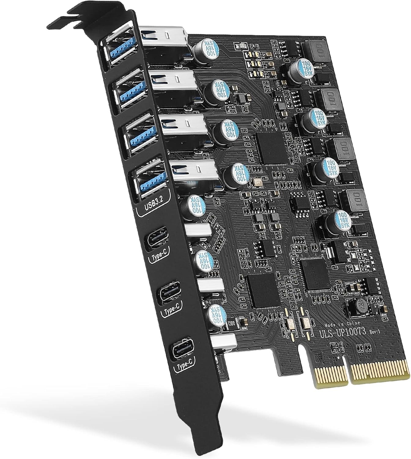Carte contrôleur PCIe x4 USB 3.2 Gen 2 hub USB interne 7 ports pour ordinateur fixe