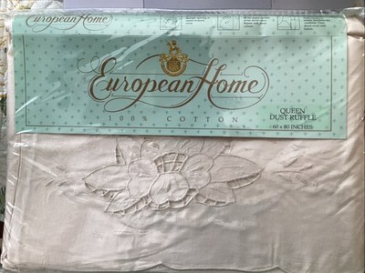 European Home  Queen Dust Ruffle Bed Skirt Beige 60x80 Inches 100% Cotton