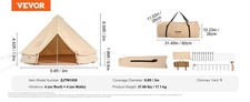 Canvas Bell Tent 3m/9.8ft 4-Season Canvas Tent for Camping with Stove Jack