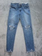 Levis 711 Jeans Womens Sz. 28 Actual 26x25  Skinny Distressed Blue Stretch