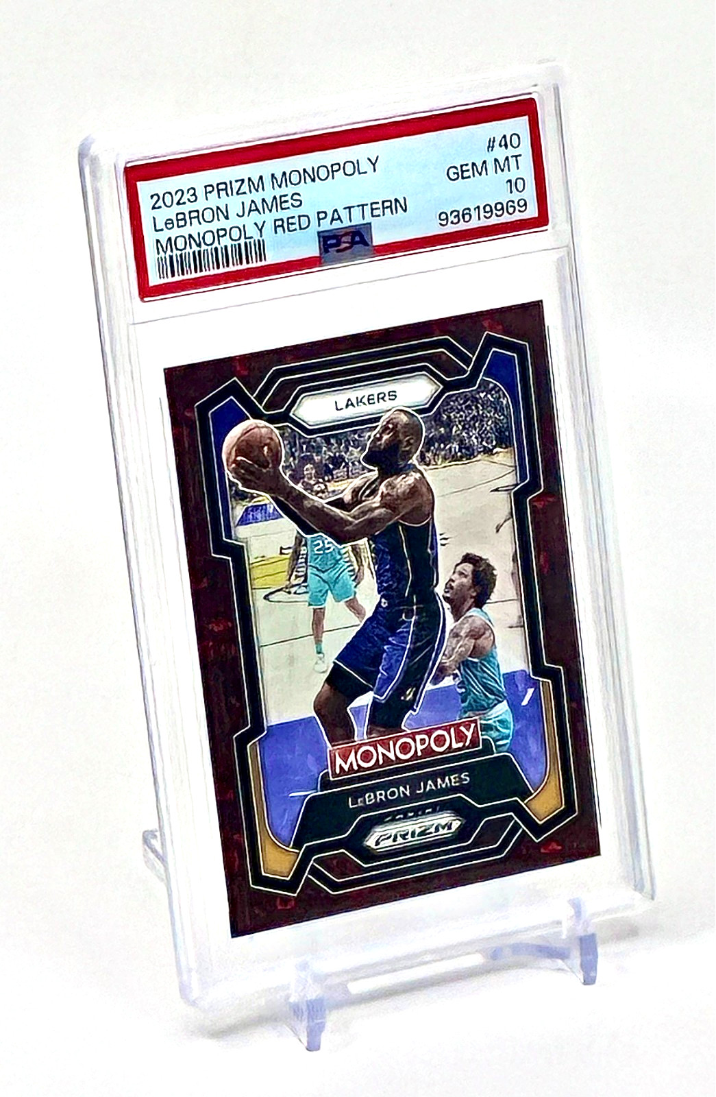 2023-24 Panini Prizm Monopoly Basketball LeBron James Red Pattern SP - PSA 10 view 3