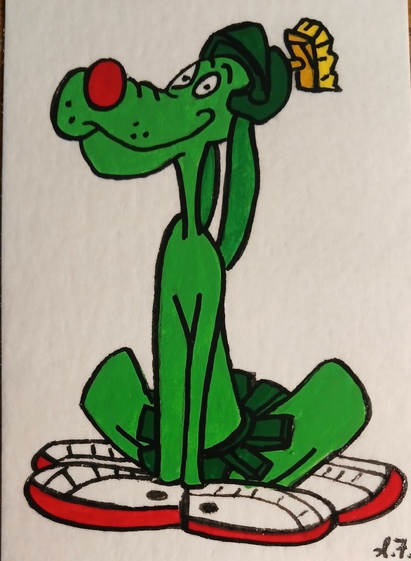 Marvin Martian K9 ATC ACEO ORIGINAL HAND PAINTED ACRYLIC OOAK Suzanne Foster