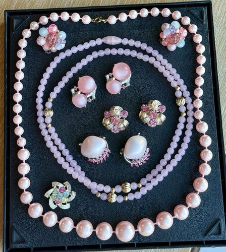 Vintage Rhinestone Costume Jewelry Lot Necklaces Earrings Brooch Coro Sarah Cov