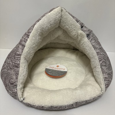 K&H Pet Products Self-Warming Hut Cat Cave Small 18 X 19 Inches, Gray/White 