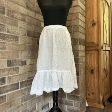 Antique Victorian Cotton Petticoat Half Slip Womens M Tie Waist Ruffle Hem 11F4