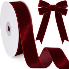 1 Inch x 10 Yards, Burgundy Velvet Ribbon for Christmas Tree