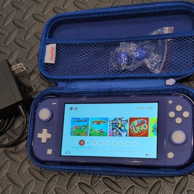 Nintendo Switch Lite Blue 32GB Console  w/case, cover, charger, 64GB micro SD