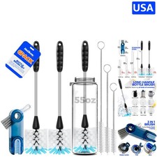 Complete 6-Piece Cleaning Brush Set for Water and Baby Bottles - Blue  White