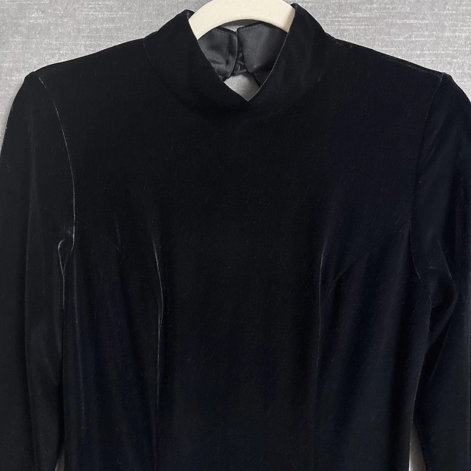 Vestido Faviana Vintage 6 Terciopelo Negro Espalda Abierta Cóctel Formal Gótico Addams Años 90 Foto 2 de 4