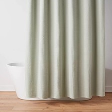 72"x84" Extra Long Waffle Weave Shower Curtain Light Sage Green - Threshold