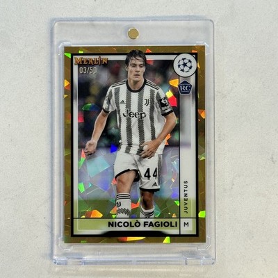 2022-23 Topps Merlin Chrome #79 Nicolo Fagioli Rookie Atomic Gold Rc /50