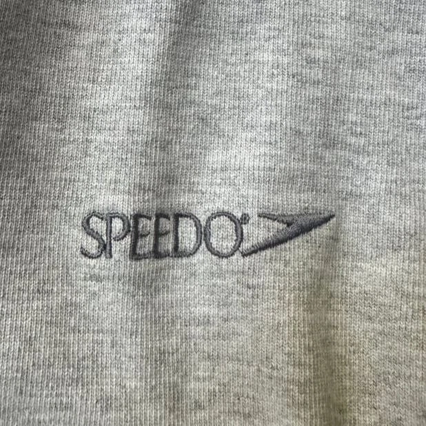 Винтажная толстовка с капюшоном 90-х Speedo на молнии - серая с полосками на рукавах - Изображение 4 из 4