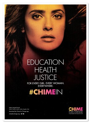 Gucci Chime for Change Salma Hayek Gender Equality 2014 Print Magazine Ad