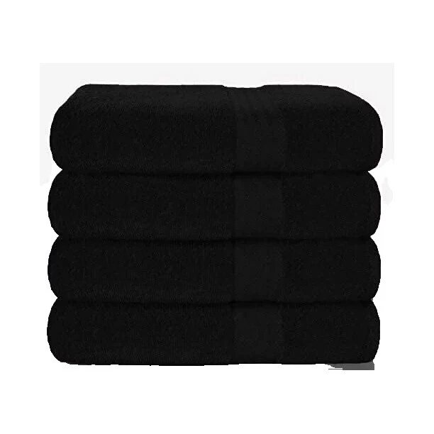Black Solid Pattern Bath Towels