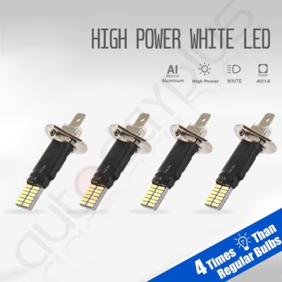 4PCS White H1 LED Headlight High Low Beam Light 24SMD Bulbs Vehicle Lamp 60W