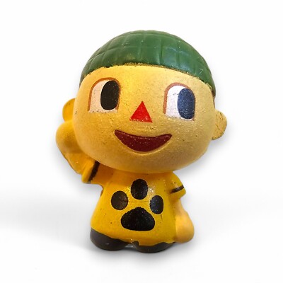 Animal Crossing Boy Villager Mini Figure Green Hat Yellow Paw Print Shirt  - Main Image