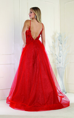 Womens Dresses For Prom Pageant Long Plunging V-Neck Sleeveless A-Line Plus Size | eBay Womens Dresses For Prom Pageant Long Plunging V-Neck Sleeveless A-Line Plus Size | eBay